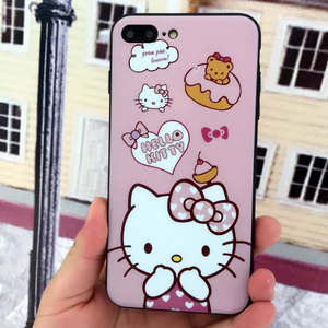 iphone6kt猫浮雕hellokitty凯蒂猫苹果7plus全包硅胶保护手机壳8