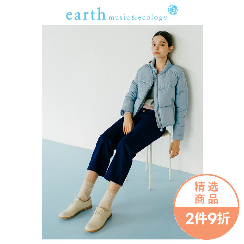 earthmusic2018冬装短款棉服立领面包服1L184I30040