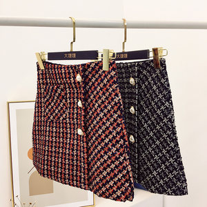 【新品价88元】单排扣不规则一步裙女秋冬季