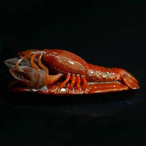 天然红水晶雕刻摆件 红水晶龙虾 精工 值得收藏
