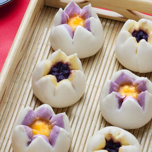 笑脸江南芙蓉包紫薯馅 金沙馅1020g酒店早餐特色 span class=h>面点 