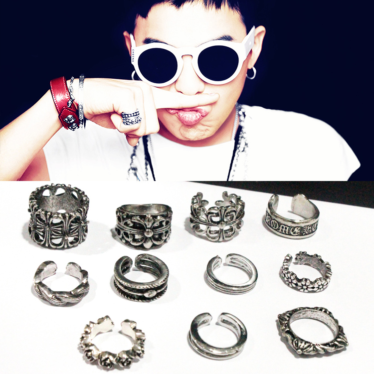 bigbang权志龙gd同款chrome hearts克罗心十字架戒指情侣指环男女