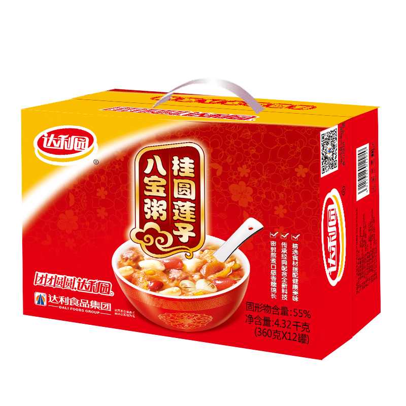 达利园桂圆莲子八宝粥360g*12罐/箱速食礼盒早餐