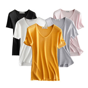 天丝v领t恤图片