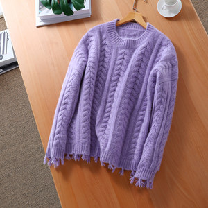 紫色毛线织毛衣花样图片