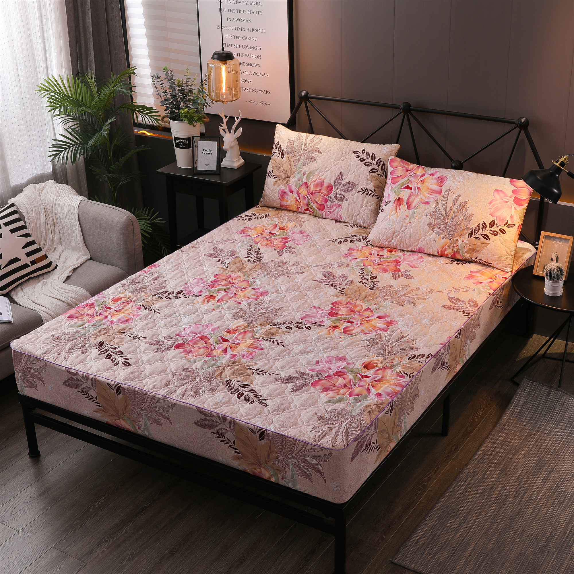 全棉床罩夹棉席梦思保护套