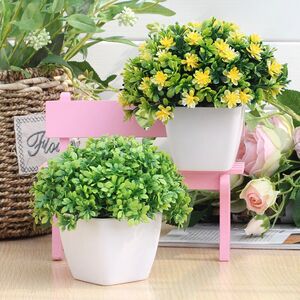 小清新塑料花仿真假花盆栽家居客厅餐厅装饰品摆件绿色植物花草