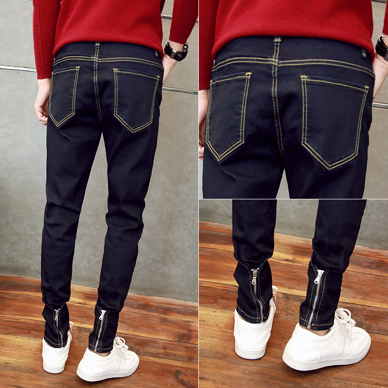 Sangat Bergaya Jepang Di Musim Semi dan Mengagumi Kecil Kaki Lun untuk Sembilan Sen Yang Jeans Adalah Laki-laki Remaja, han Melarang Moral Budaya Elastisitas Terlihat Kurus Ritsleting Dasi Kaki Celana-Internasional