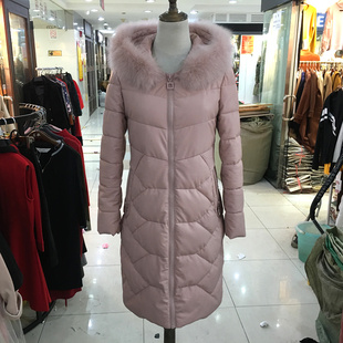茗格拉女装2017秋冬新款韩版中长款大毛领pu皮棉衣羽绒棉服6803