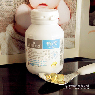澳洲进口bio island婴幼儿鱼油 天然鳕鱼肝油dha vd 90粒 包邮