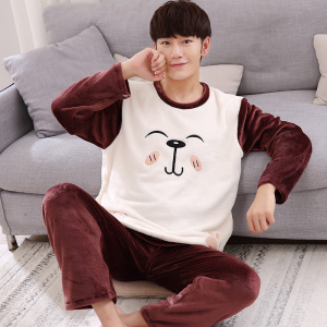 睡衣冬男款珊瑚绒青少年图片