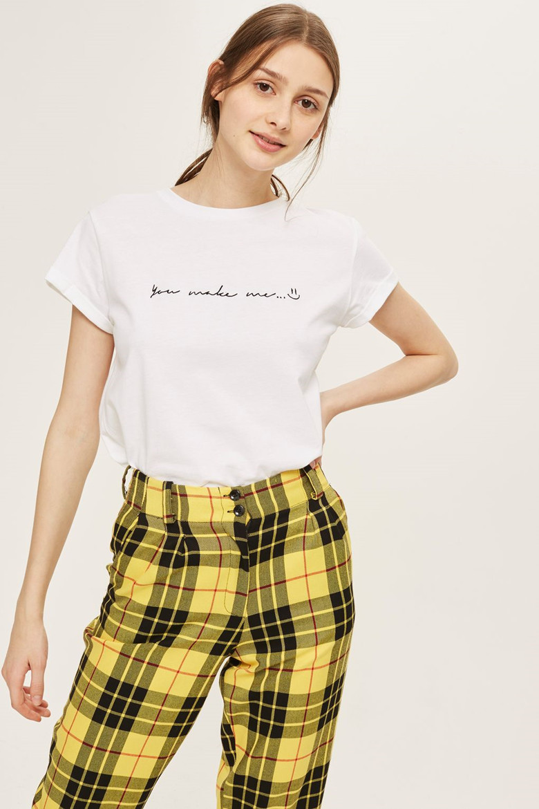 TopShop Make Smile T-Shirt 可爱笑脸LOGO短袖字母图案印花T恤