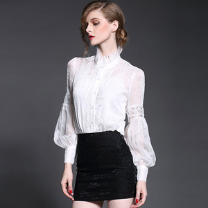 透明长袖真丝衬衫图片