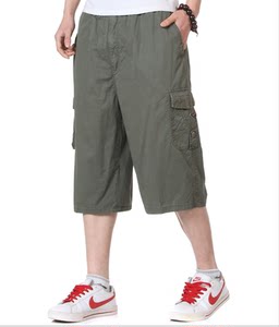 中年男短裤夏季7分迷彩中裤休闲沙滩裤中老年