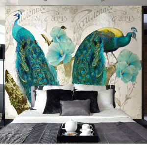 class=h>墙纸 /span> 客厅电视背景墙壁纸 蓝绿 span class=h>孔雀 