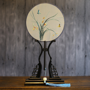 岳龙双面古典刺绣扇小团扇古风宫廷圆扇中国风圆形扇汉服女绣花扇