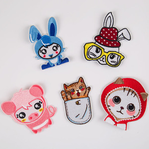 可爱小动物补丁贴花儿童衣服刺绣贴花卡通小兔小猪背胶熨烫绣花章