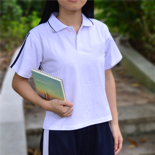 【普生坊】高中学生校服夏季短袖t恤男女班服白色普宁职校校服夏