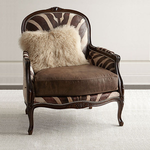 美式复古实木雕花单人沙发椅欧式新古典高背老虎椅简约餐椅书椅