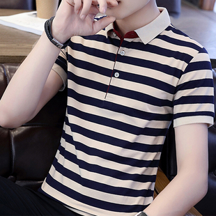 时尚纯棉男潮短袖t恤男装年轻公子a21海南官方旗舰店花官网衬衫领