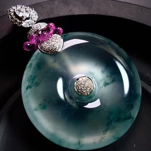 高冰玻璃种翡翠平安扣吊坠冰种玉扣母子扣天然正品玉佩送礼保平安