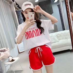 韩版运动休闲套装夏装女装宽松短袖数字T恤上