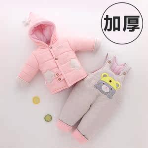 婴儿连体棉衣秋冬装加厚连脚9女宝宝男衣服0