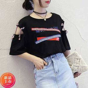 夏季新款韩版非主流个性短袖t恤女学生宽松印