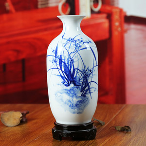 景德镇陶瓷花瓶青花瓷器手绘 span class=h>兰花 /span>现代家居客厅