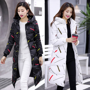 花羽绒服女中长款迷彩图片