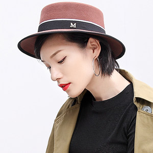 毡帽女平顶图片