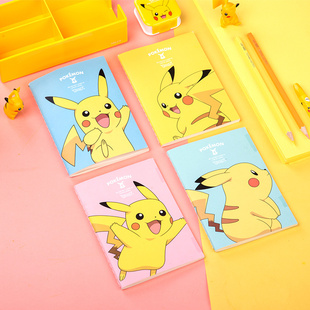 四本装皮卡丘系列缝线本a6本册日记本小号掌上笔记本40页包邮得力