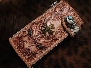 皮艺人/纯手工订做/眼镜蛇/蟒蛇/ span class=h>骷髅 /span>皮雕/牛皮