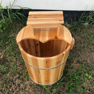 藏奥堂杉木40cm高加厚带盖洗脚木桶泡脚桶足浴桶洗脚桶沐足桶家用