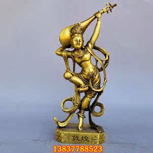 纯铜敦煌侍女反手弹琵琶摆件敦煌飞天反弹琵琶仙女铜器定做铜像