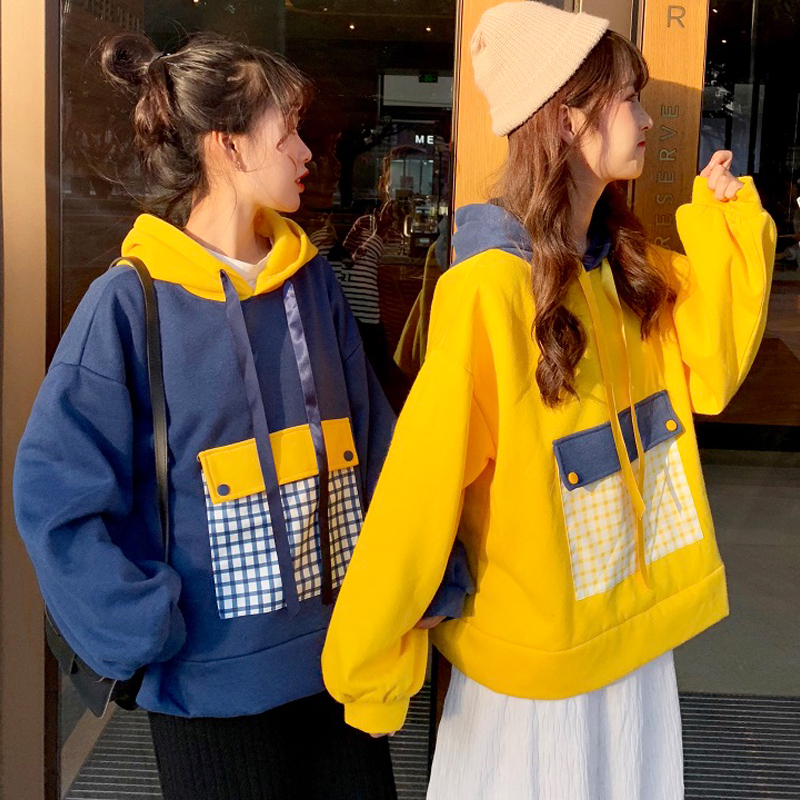 三人多人闺蜜装姐妹韩版潮bf学院风宽松连帽大口袋卫衣学生新品女