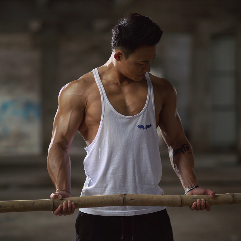 bluesfly 健美大肌肉健身休闲运动背心宽松训练速干健身衣吊带男