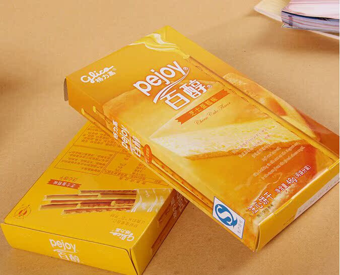 满8盒包邮 glico格力高 百醇注心饼干 芝士蛋糕味 48g 办公室零食