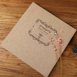 棉麻覆膜自粘贴diy相册本影集家庭商务5678寸纪念册宝宝情侣礼物