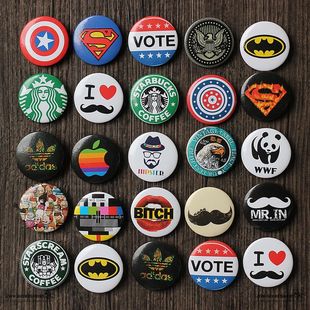 韩版复古圆形胸章男女胸针流行徽章韩国小饰品别针卡通勋章满包邮