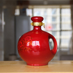 class=h>陶瓷 /span>密封 span class=h>酒瓶 /span> 水晶釉牡丹1斤2