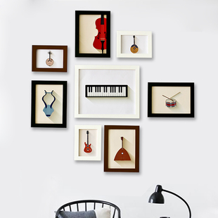 丽美实木照片墙创意挂墙相框组合简约餐厅相框墙小墙面卧室相片墙