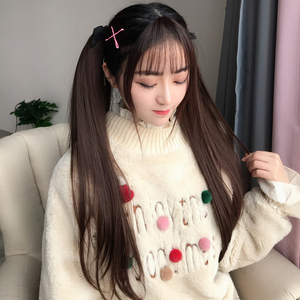 双马尾假发女 绑带式二次元麻花辫子直发 日系可爱软妹长发卷发