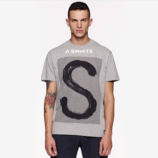 【现货】stone island 石头岛 字母白标圆领短袖 灰色 纯棉 t恤