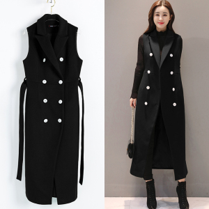 毛呢马甲女外套2018韩版秋冬装新款中长款无袖马夹过膝呢子大衣女