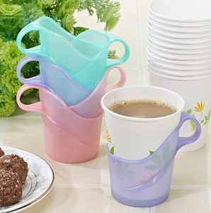 包邮一次性杯子杯套 加厚塑料杯托防烫手隔热纸杯托 杯架 6只装