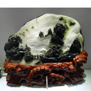 独山玉雕山水摆件图片