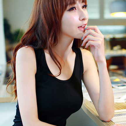 夏女学生纯白色背心棉工字打底衫