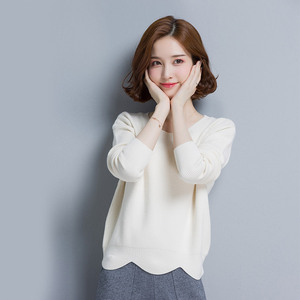 白色毛衣女套头宽松韩版短款套头 span class=h>低领 /span> span
