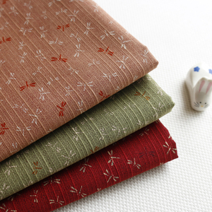 sevenberry日本进口双面印染口金包包手工服装竹节棉布料和风蜻蜓